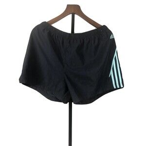 Women's Adidas Black with Aqua Blue Stripe Athletic Shorts Size XL